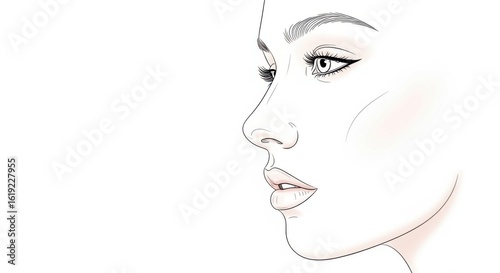 Elegant Woman Profile Illustration with Soft Colors and Minimalist Style for Beauty and Fashion Marketing