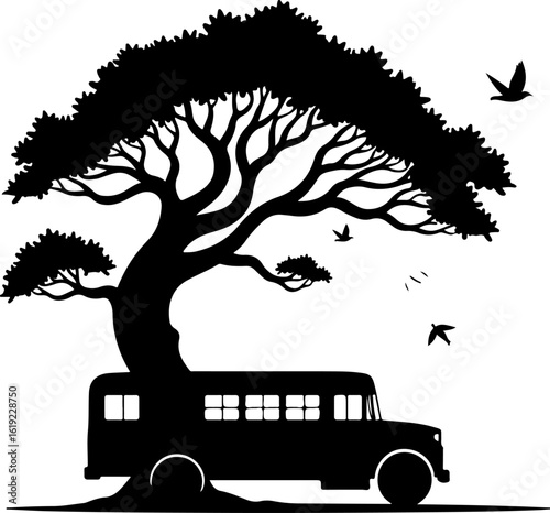 vector illustration of a bus, bus, car, transport, transportation, travel, vehicle, road, vector, coach, van, isolated, illustration, tour, vintage, city, auto, public, red, old, cartoon, retro, passe