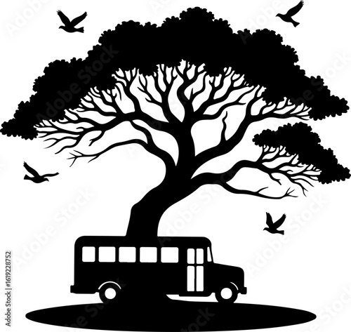 vector illustration of a bus, bus, car, transport, transportation, travel, vehicle, road, vector, coach, van, isolated, illustration, tour, vintage, city, auto, public, red, old, cartoon, retro, passe