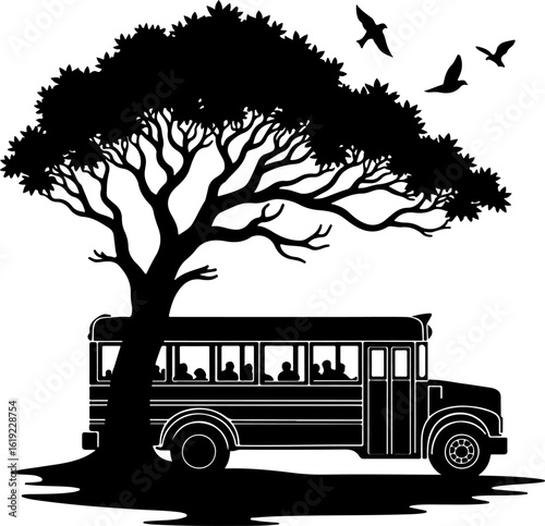 vector illustration of a bus, bus, car, transport, transportation, travel, vehicle, road, vector, coach, van, isolated, illustration, tour, vintage, city, auto, public, red, old, cartoon, retro, passe