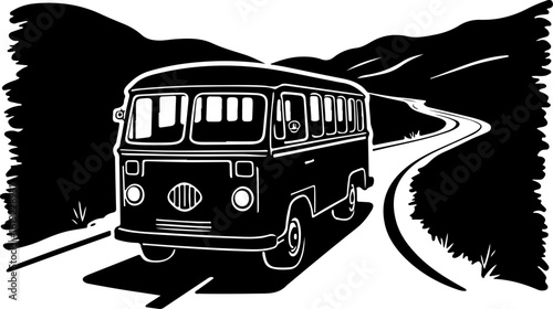 vector illustration of a bus, bus, car, transport, transportation, travel, vehicle, road, vector, coach, van, isolated, illustration, tour, vintage, city, auto, public, red, old, cartoon, retro, passe