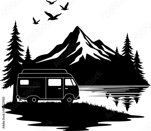 vector illustration of a bus, bus, car, transport, transportation, travel, vehicle, road, vector, coach, van, isolated, illustration, tour, vintage, city, auto, public, red, old, cartoon, retro, passe