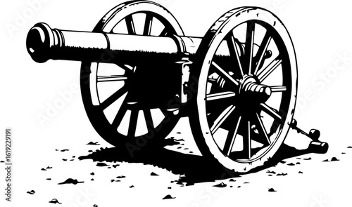 old cannon vector illustration, old, car, vintage, wheel, isolated, tractor, transport, retro, vector, auto, steam, vehicle, transportation, illustration, engine, antique, machine, automobile, white, 