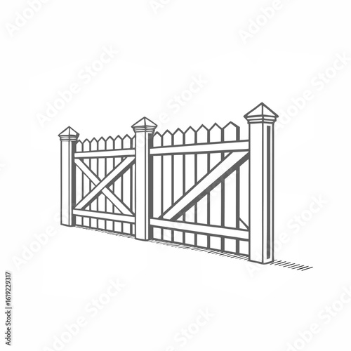 Wrought iron gate and fence set with vintage metal bars design