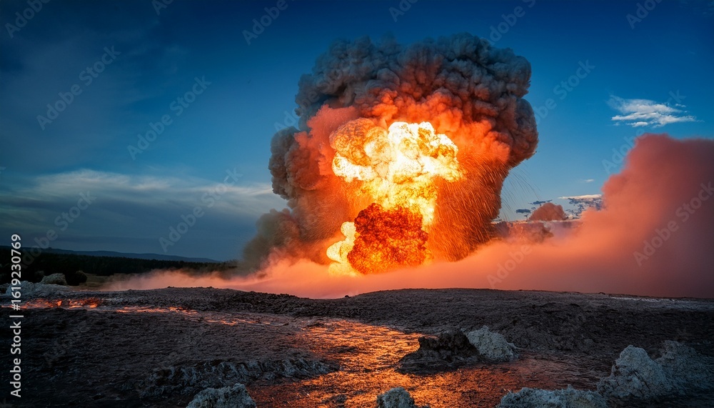 Fototapeta premium nature spectacle the beauty and terror of a big explosion