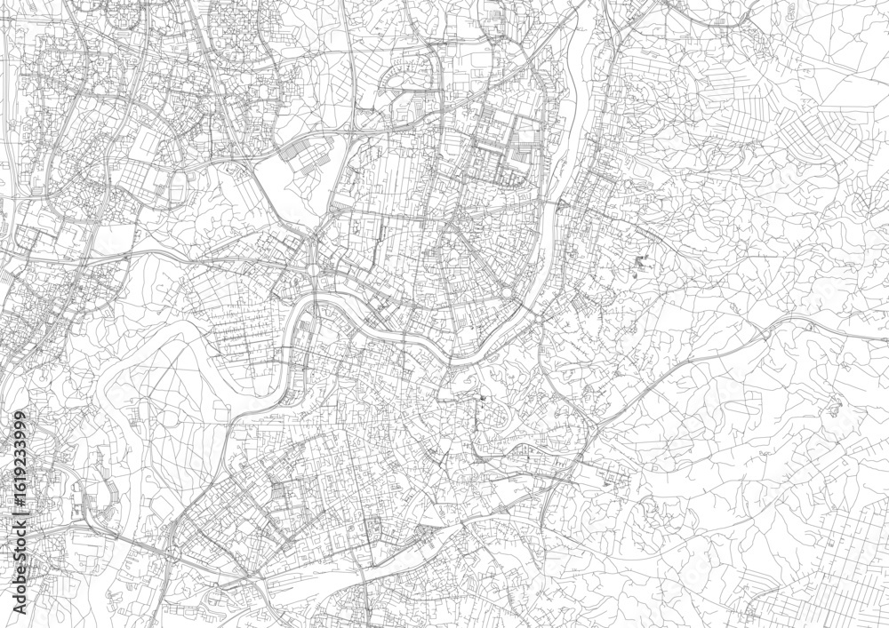 Fototapeta premium Black and White Highway Map of Vilnius