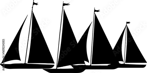 sailing ship silhouette, boat, sail, sailboat, sailing, yacht, sea, water, ship, ocean, travel, sport, nautical, vessel, wind, vector, sky, silhouette, vacation, cruise, race, summer, sails, mast, ill