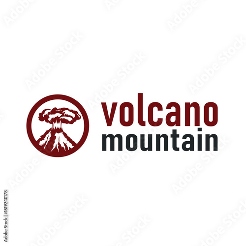 Free Download Volcano logo illustration silhouette design volcano mountain erupting with simple rocks and lava - GFXLoad