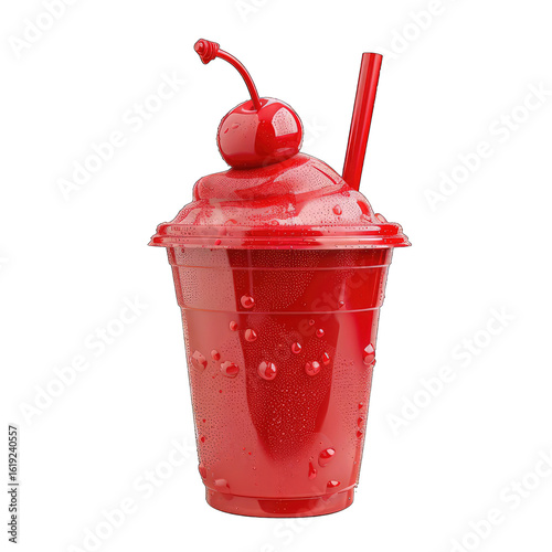 Red plastic cup drink, cherry topped