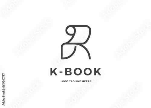 Initial Letter K with Curl Sheet for Paper Print Page logo design