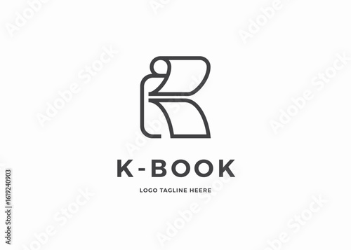 Initial Letter K with Curl Sheet for Paper Print Page logo design