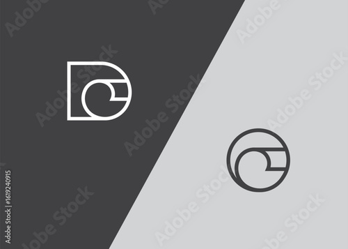 Initial Letter D . O with Spiral Curly Page or Paper Twirl Roll Scroll logo design