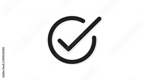 check mark Successfully, check mark black icon with shadow animation on white background, check mark list