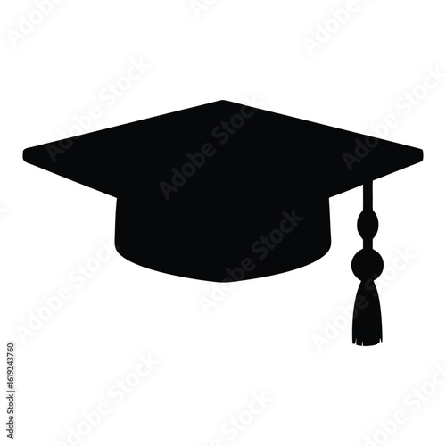 Graduation cap mortarboard academic hat university college degree education silhouette vector icon