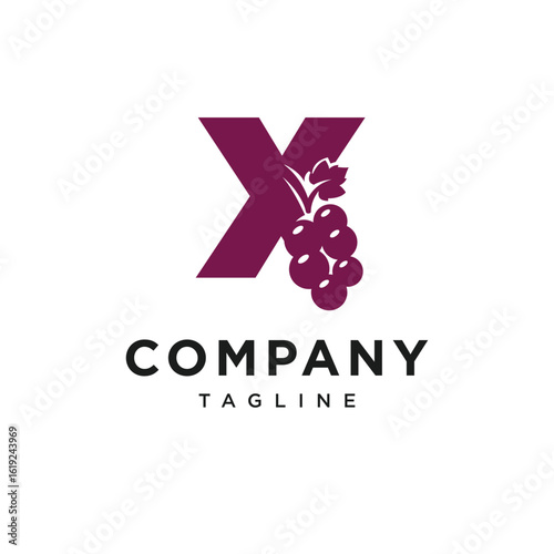 Letter X Grape or Wine Logo Icon vector