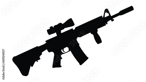 Ar rifle silhouette vector design for military enthusiasts and shooting sports graphic asset needs