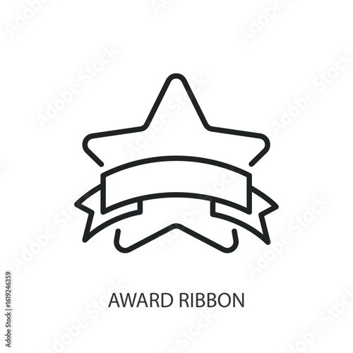Award ribbon thin line vector icons.