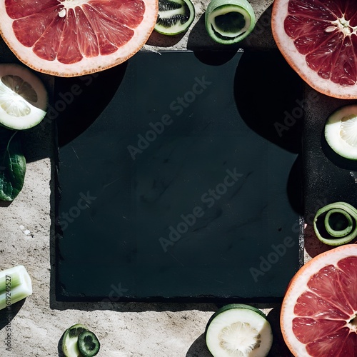 Healthy Eating Frame with Fresh Produce and Text Space