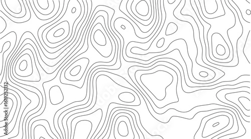 Topography relief vector design with elevation contour lines in minimalist white for geographic visualization, science media, and terrain maps