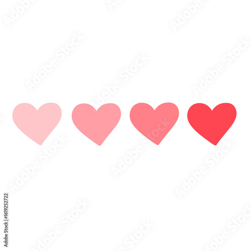 Gradient Heart Icons – Red Love Symbols in Progression