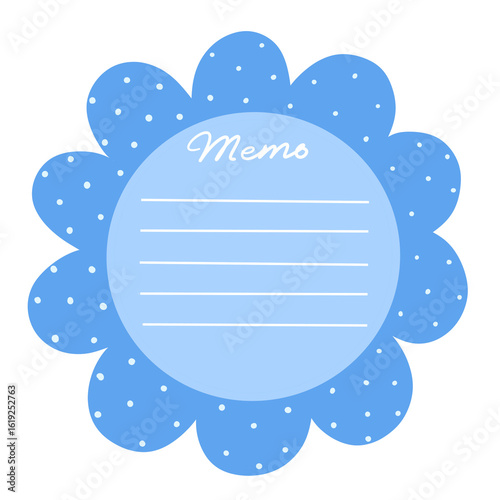 Cute Blue Flower Memo Note – Printable Lined Stationery Label