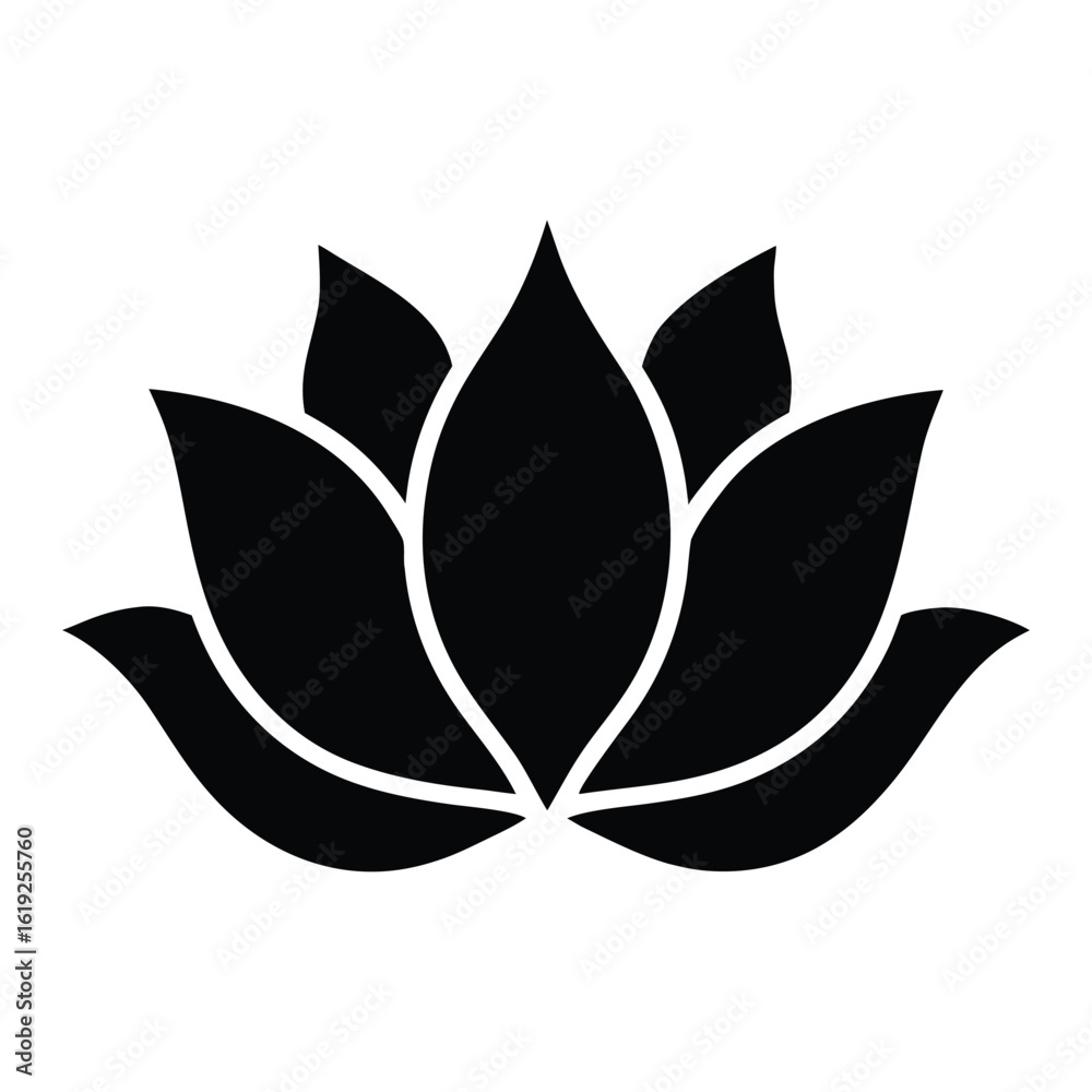 Obraz premium Black lotus flower vector graphic design illustration symbol icon silhouette clip art isolated image art 90