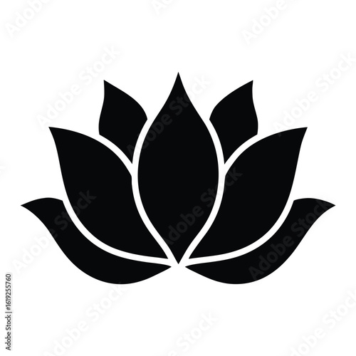 Black lotus flower vector graphic design illustration symbol icon silhouette clip art isolated image art 90