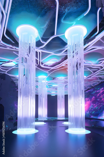 Generative Ai Illustration. Geometry installation. High quality photo