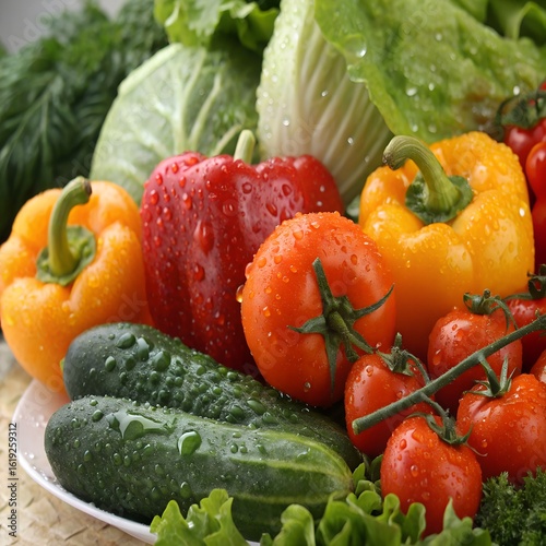 Stunning Arrangement of Colorful Fresh Raw Vegetables
