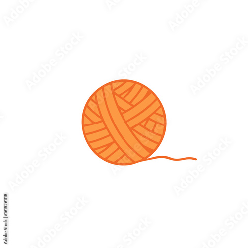 Simple Orange Yarn Ball with a Single, Unraveled Thread