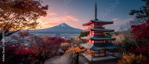 Mount Fuji, Chureito Pagoda in Autumn