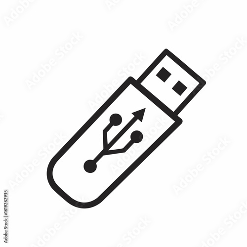 Simple Line Art Illustration of a USB Flash Drive
