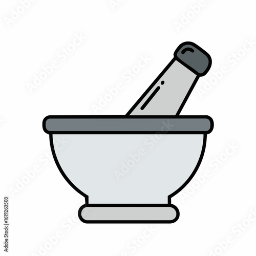 Simple Illustration of Mortar and Pestle for Culinary or Medicinal Use