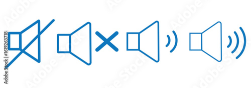 sound on off icons vector in line style . sound volume and mute icon. Mute sound icon concept. graphic design, logo, Web, UI.