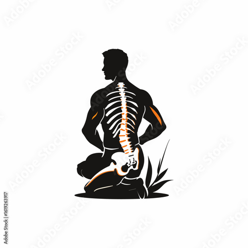 Backpain backbone illustration flat vector design