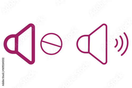 Mute sound icon set, graphic design, logo, Web, UI