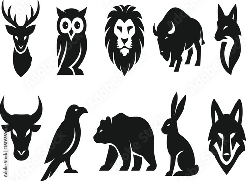 Primal Animal Silhouettes: Stylized Icons of Wilderness Archetypes, Strength & Mystery