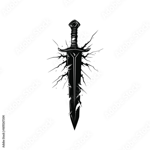 Broken magical sword illustration flat vector design