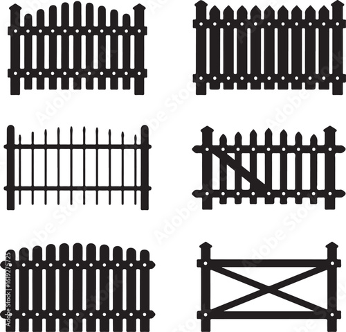 Black picket fences and gate garden fence wooden fence