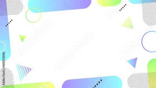 Colorful Geometric Frame Background with Gradient and Dotted Elements
