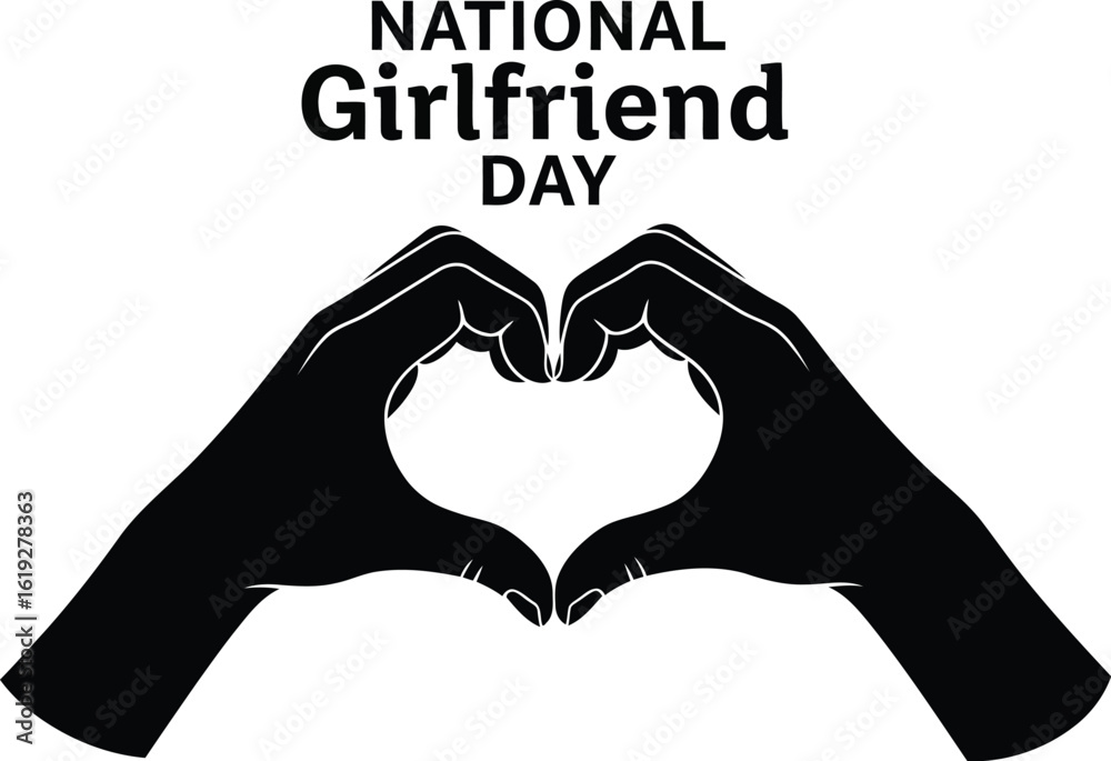 Fototapeta premium National girlfriend day illustration with hands forming a heart shape, symbolizing love, friendship, and romantic relationships