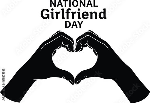 National girlfriend day illustration with hands forming a heart shape, symbolizing love, friendship, and romantic relationships