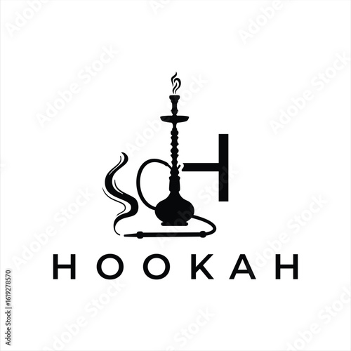 Elegant Hookah Lounge Logo Design with Bold Typography and Hookah Silhouette for Premium Branding
