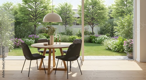 Modern Dining Room with Garden View - Interior Design Concept