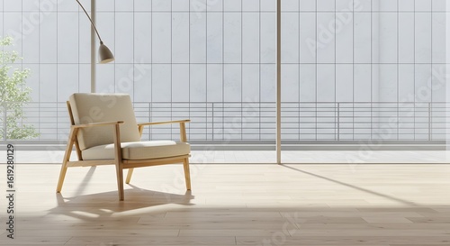 Modern Interior Design: Armchair by Large Window, Sunny Day