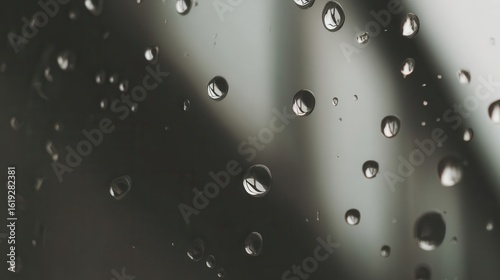 Close-up view of raindrops on glass.