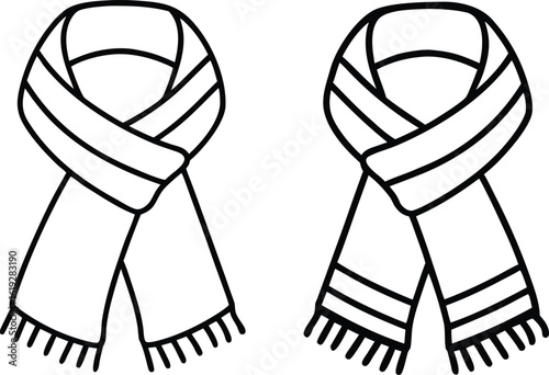Scarf outline vector, Scarf line art coloring book page vector illustration