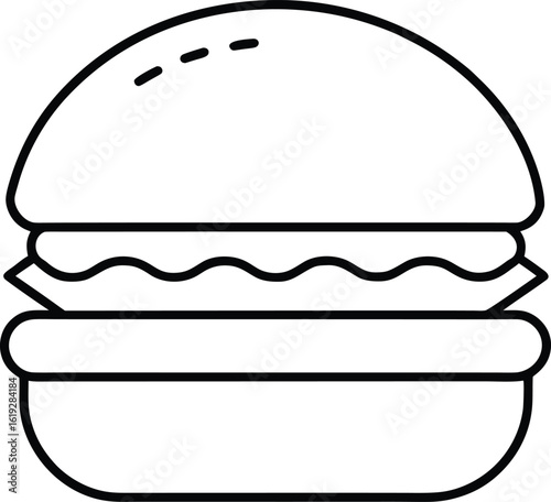 burger icon outline vector illustration on transparent background