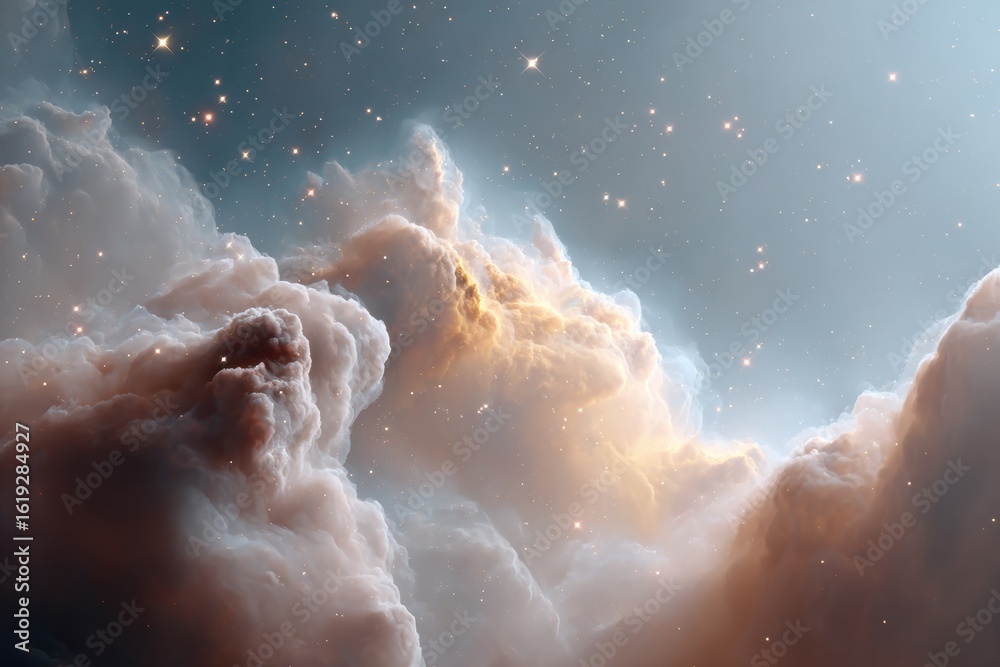 Fototapeta premium Premium Cosmic Nebula Clouds and Luminous Stars in Deep Space Inspiring Modern Science and Space Exploration Editorial Content