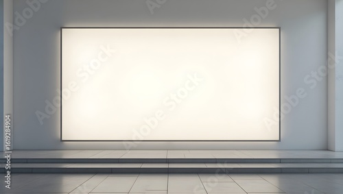 Exhibition Display Mockup: Blank Billboard in the Art Gallery